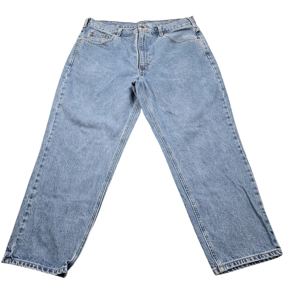 Carhartt B17 Jeans Mens 40x27 (tag 40x28) Stone Wash Blue Relaxed Straight Denim - Picture 1 of 11
